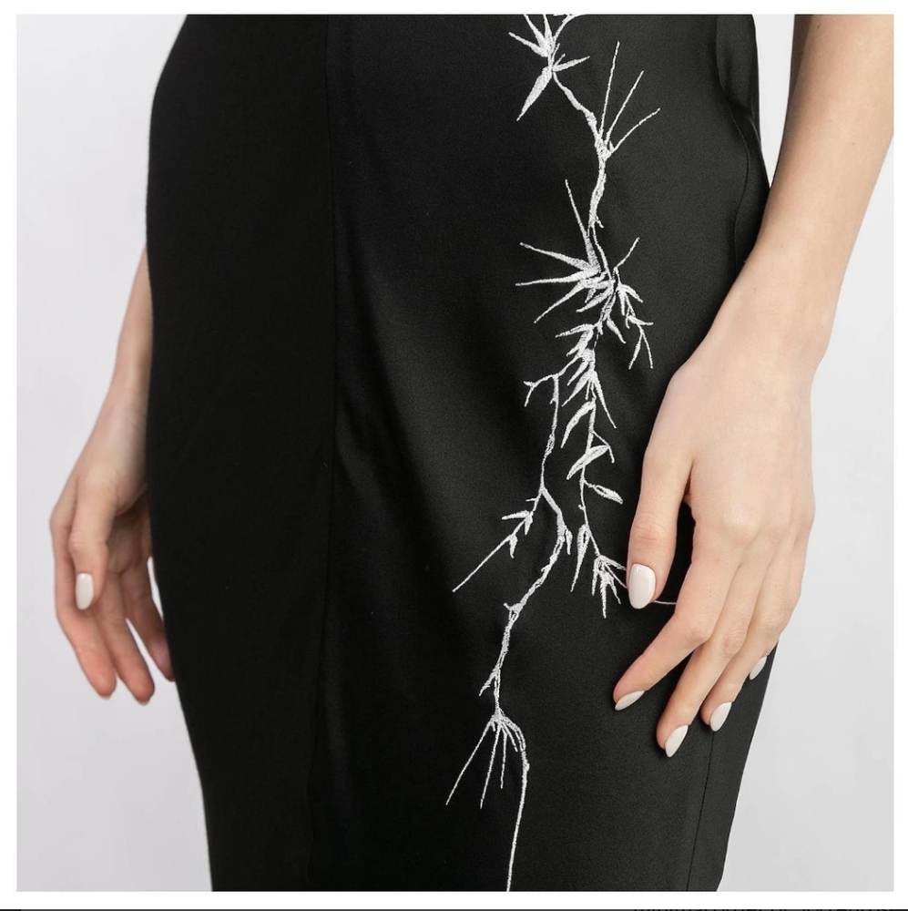 Haider Ackermann Black Embroidered Midi Dress Size 36 - Picture 4 of 15